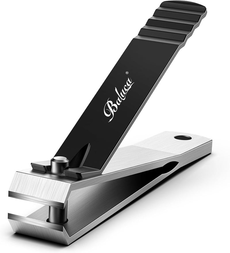 Baluca Heavy Duty Straight Blade Nail Clippers for Thick Toenails, Professional Stainless Steel Fingernail Toenail Clippers Trimmers - Thick Wide Jaw Toe Nail Clippings for Seniors, Men & Women - Black - Image 1